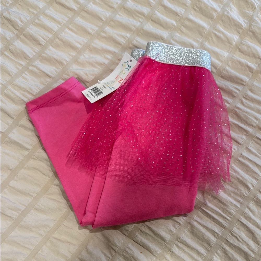Pink Leggings with Silver Glitter Tulle Skirt